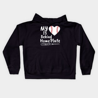 My Heart Is Behind Home Plate Baseball Bat Mom Dad Kids Hoodie